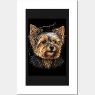 Super Cute Yorkshire Terrier Puppy Portrait Posters and Art